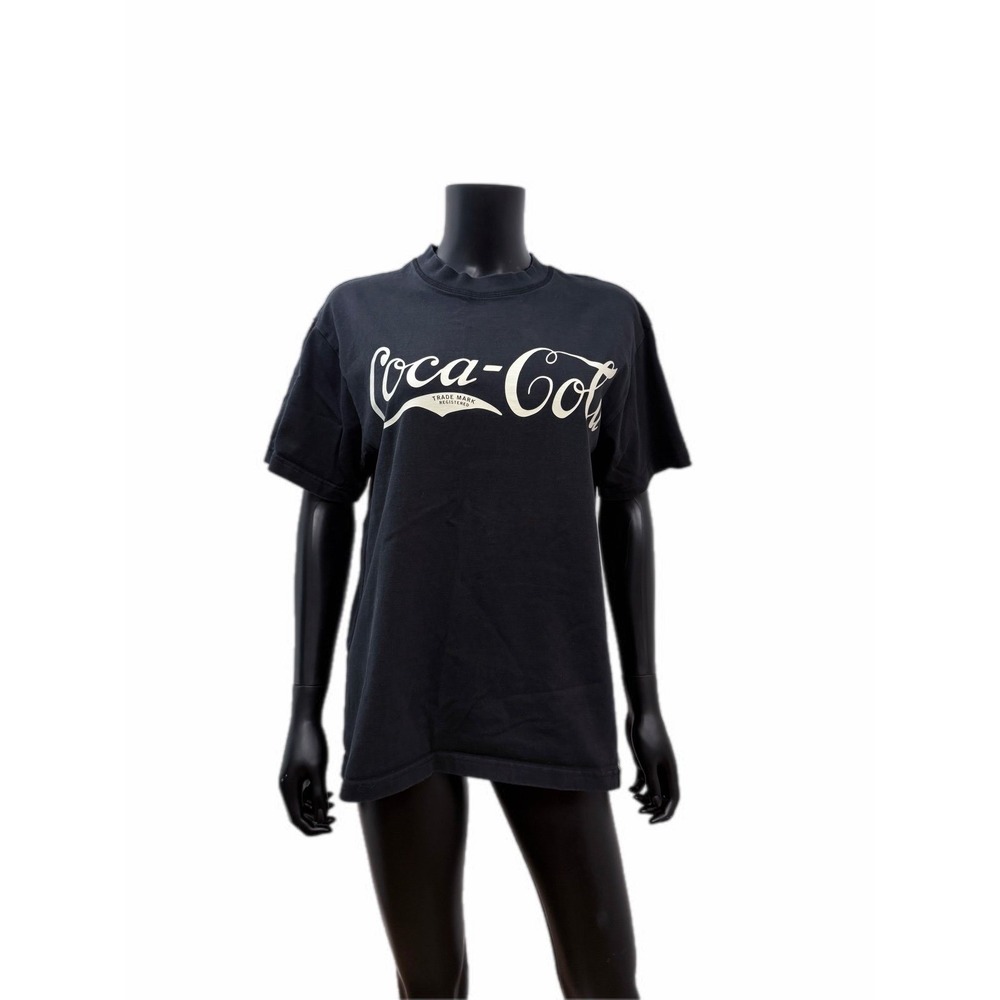 Coca-Cola Graphic T-Shirt Black 100% Cotton Small Vintage Logo Tee‎ Retro Style